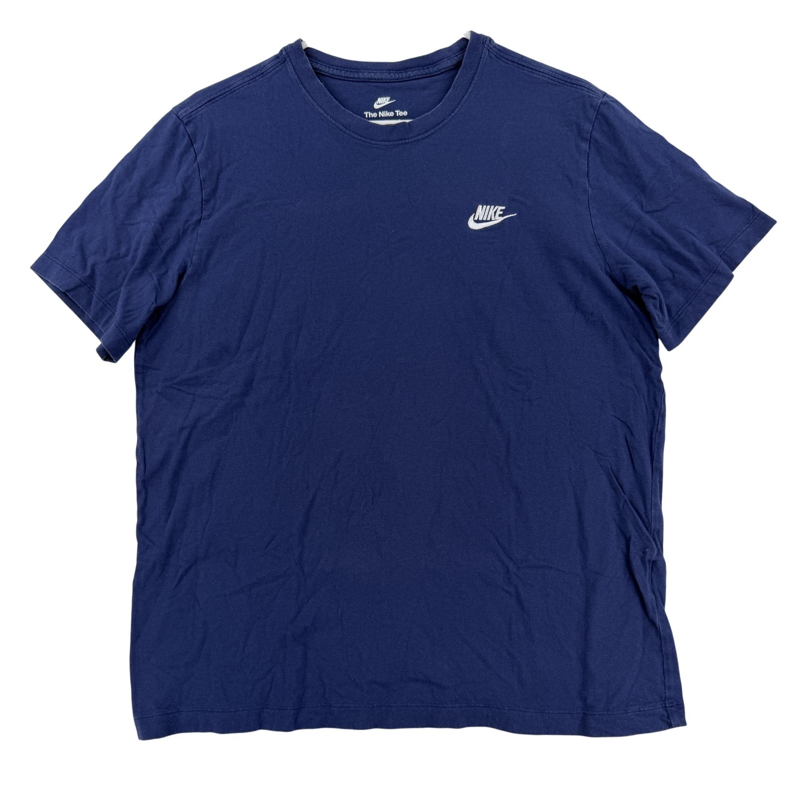 Nike Shirt Mens Large Blue Embroidered Swoosh Logo Tee T-Shirt Cotton